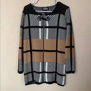Plaid Black and Tan Women's Sweater